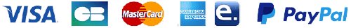 via Visa, CB, MasterCard, American Express, E. CB et Paypal